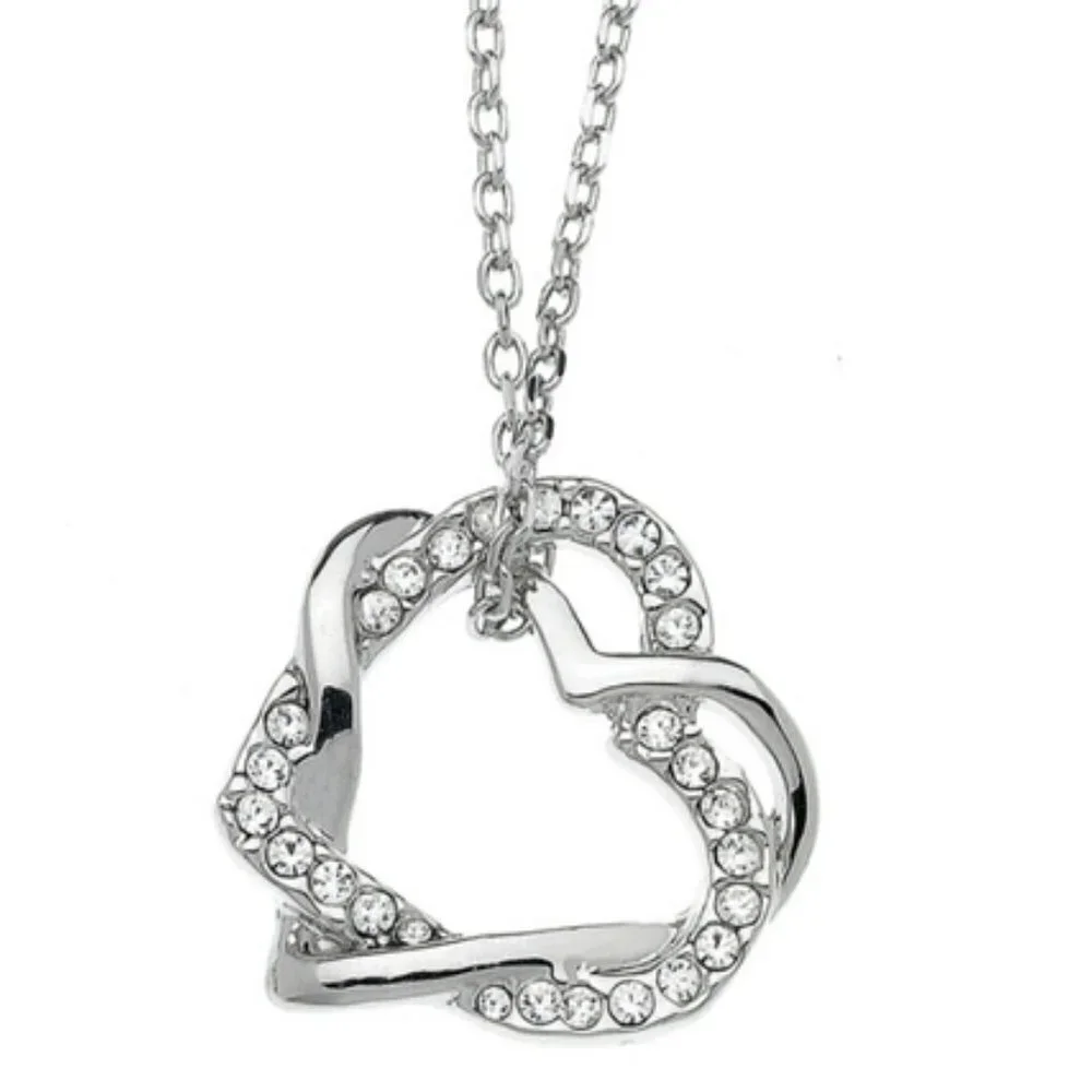 Swarovski Crystal Heart Necklace – Sterling Silver Double Twist Pendant, 18-inch
